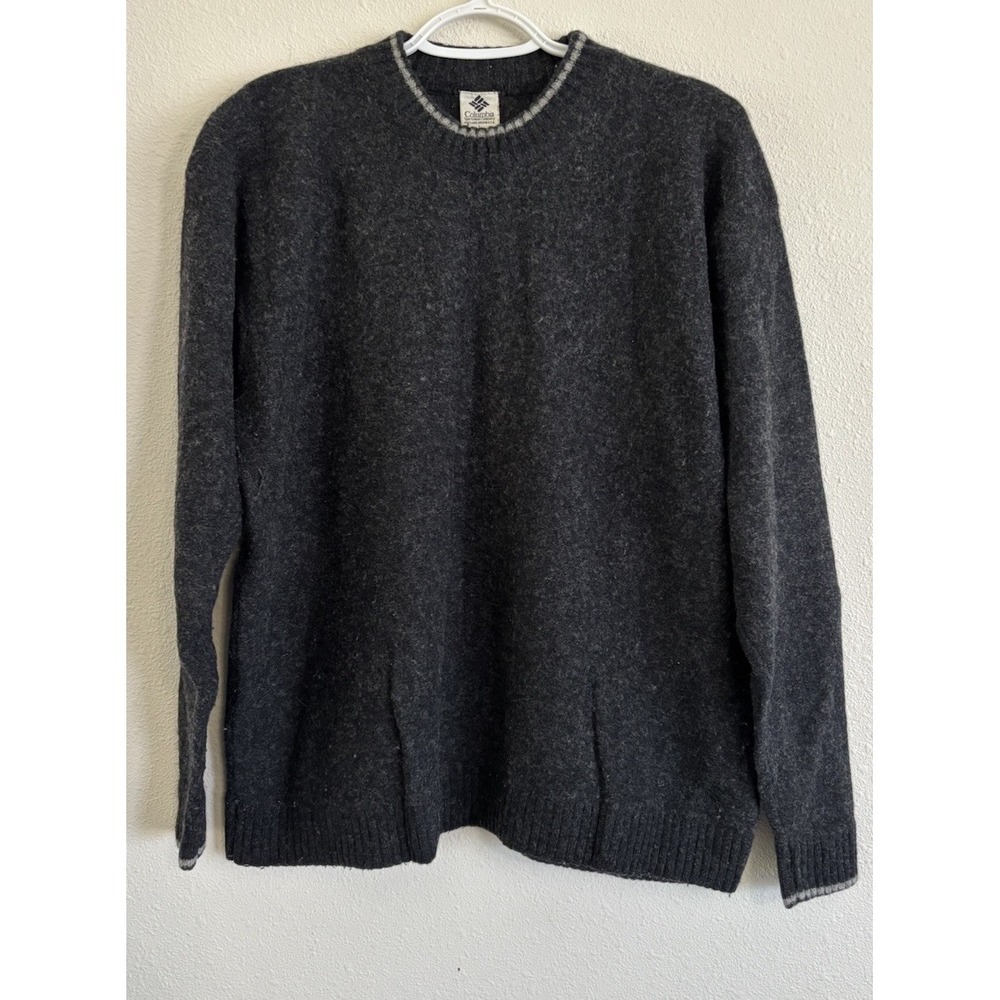 Vintage Columbia Sportswear Men's Merino Wool Blend Sweater L Gray Crewneck